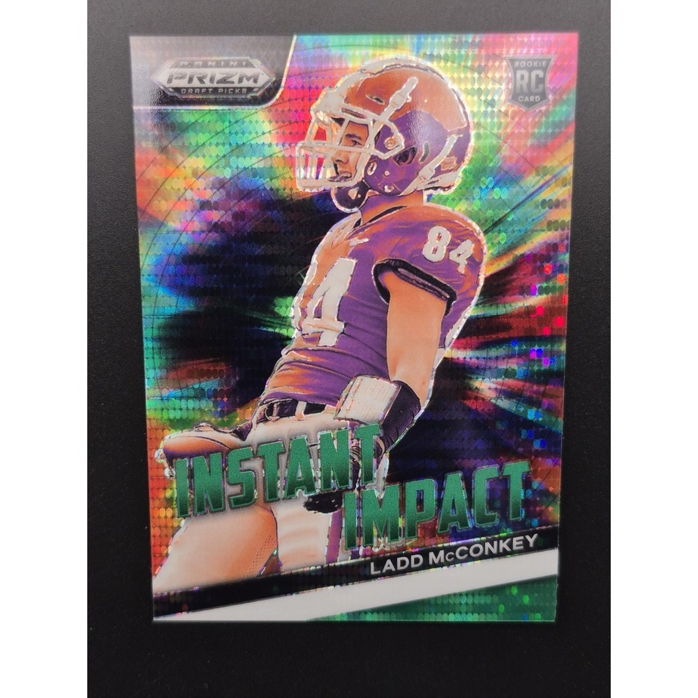 2024 Prizm Draft Picks Ladd McConkey #II-LM Green Pulsar Prizm /25 (RC) Chargers - Picture 3 of 12